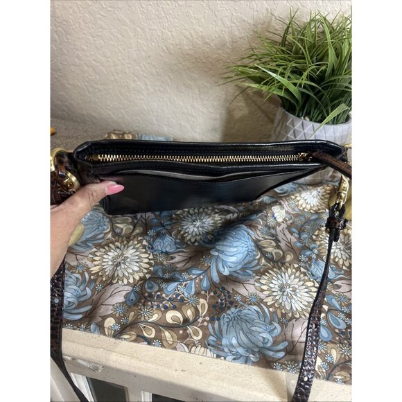 Brahmin Cleo Melbourne Croc Pecan Brown Crossbody Bag Purse - Picture 6 of 16